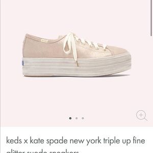 keds x kate spade new york triple up fine glitter suede sneakers — LIKE NEW